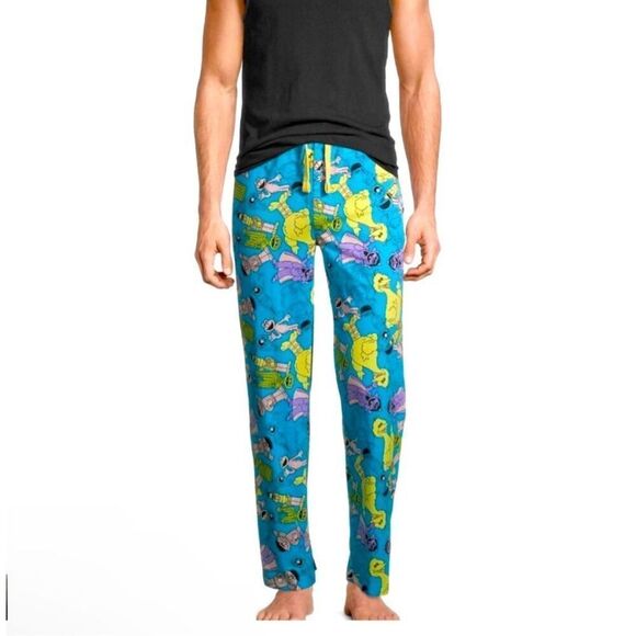 NWT SESAME STREET‎ Pajama Pants Men’s Women’s Unisex XL Blue Drawstring Big Bird - Picture 9 of 13